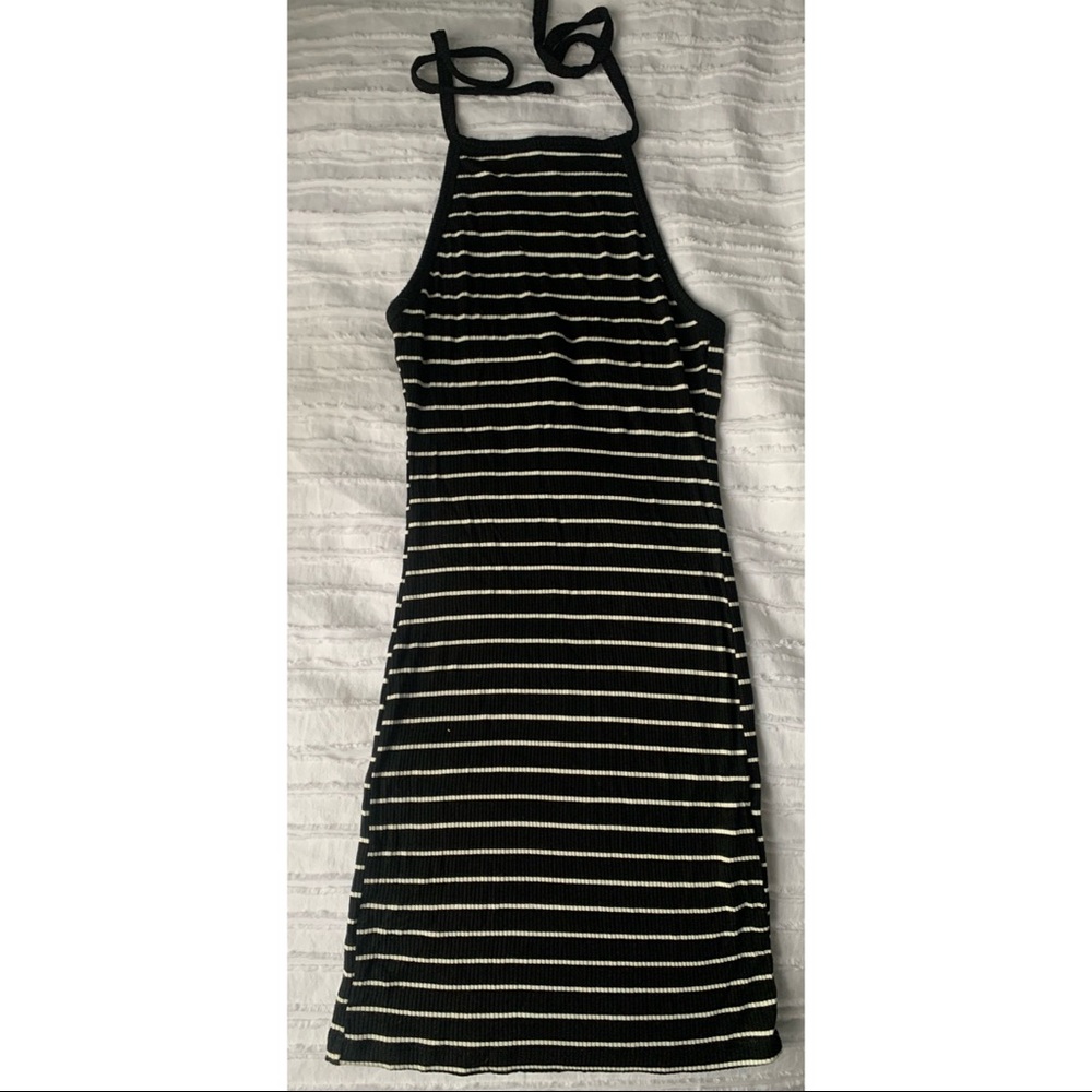Striped halter bodycon dress